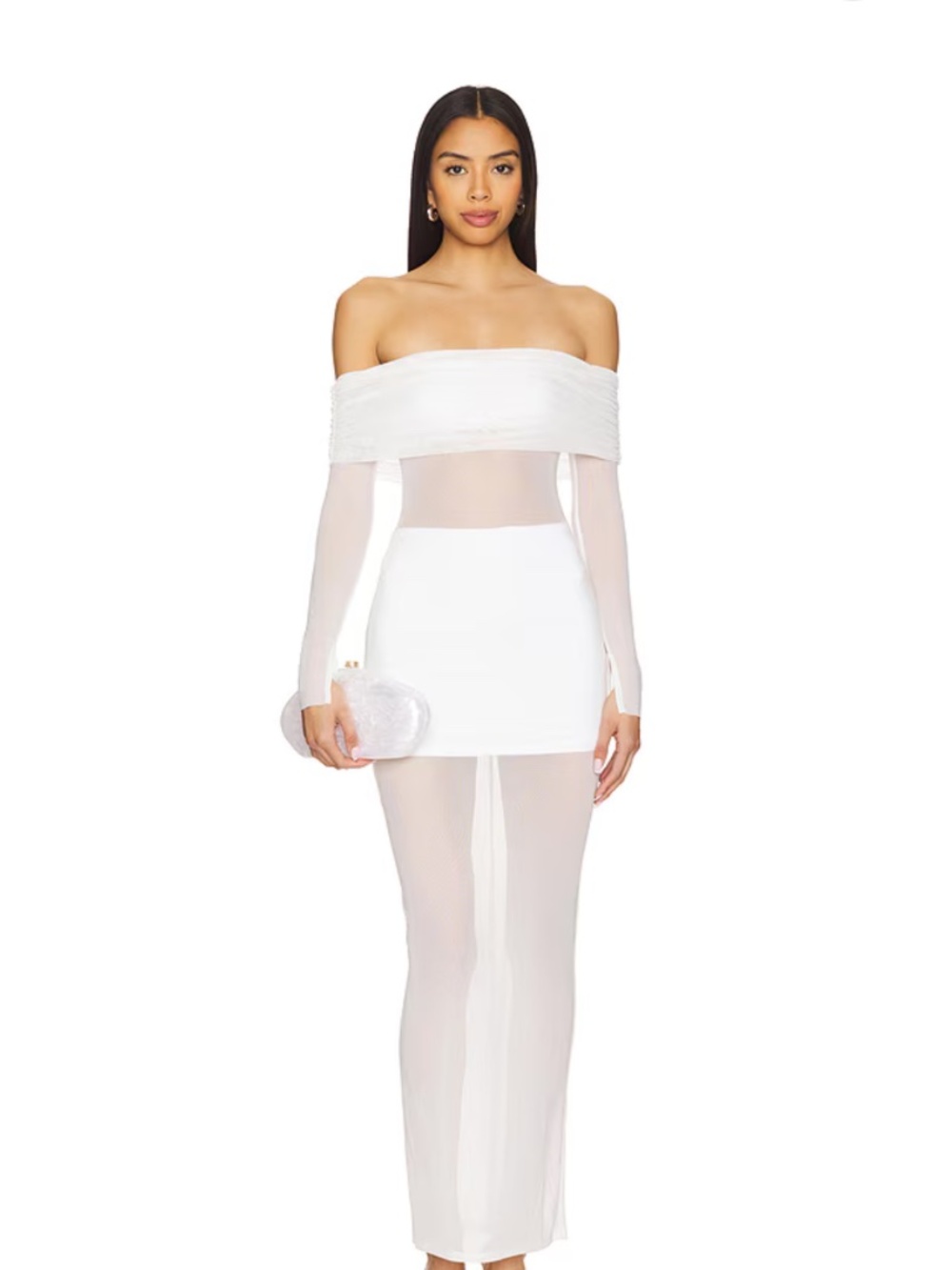 White Off Shoulder Maxi Dress
